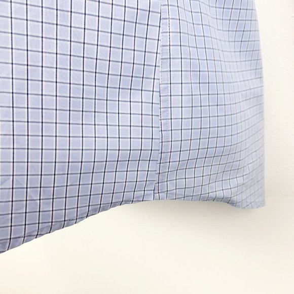 BLOOMINGDALE'S Blue Plaid Long Sleeve Button Down Dress Shirt Neck Size 15 ½ - Picture 5 of 9